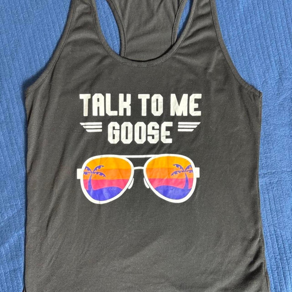 Talk to Me Goose racerback tank